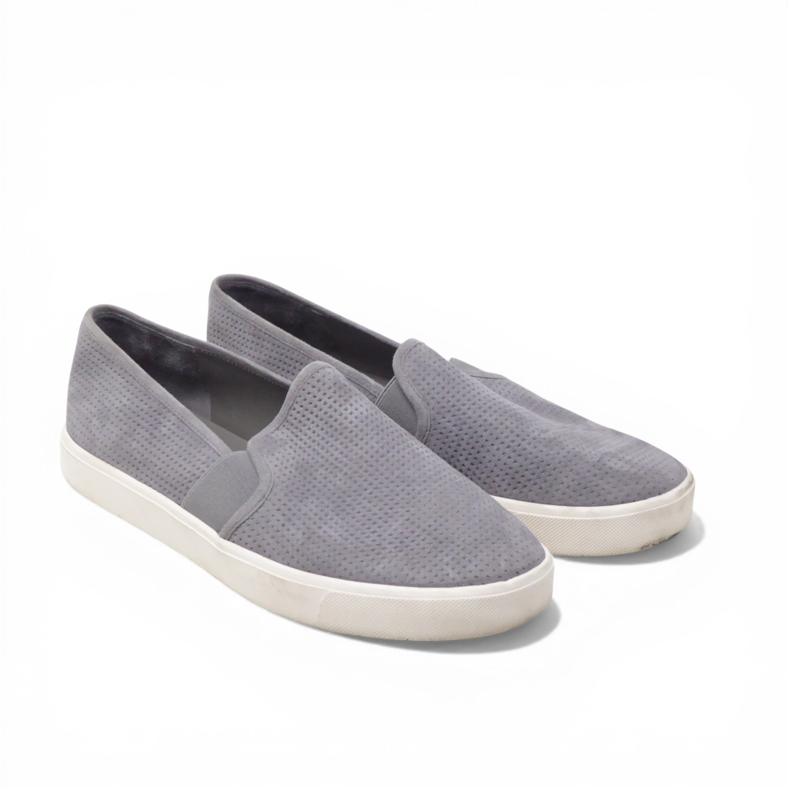 Vince Womens Blair 5 Slip On Sneakers Gray Perforated Suede Shoes Size 8.5m